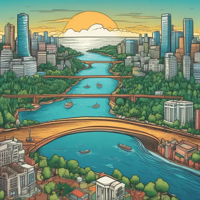 A visualization of primary and secondary market leveraged loans as two merging rivers, with securities as flowing tributaries symbolizing the interconnected nature of this financial landscape.