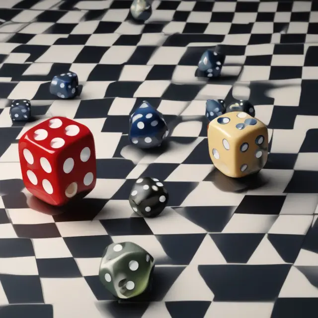 Rolling dice representing M&As and LBOs on a chessboard signifying corporate finance transactions with leveraged loans