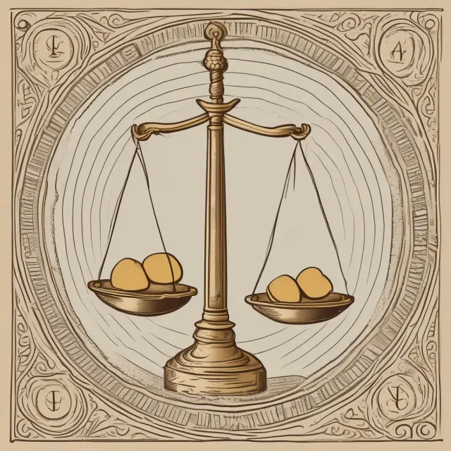 A balance between gold coins (equity) and debt notes on a golden scale, symbolizing the advantages and disadvantages of leveraged recapitalization.