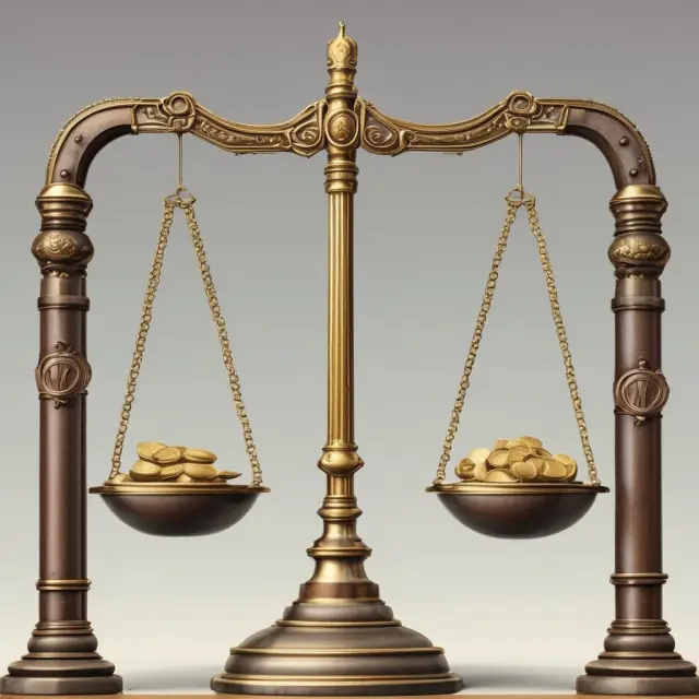 A giant set of scales balances gold coins and levers representing the effect of leveraged recapitalizations on operational efficiency in industry.