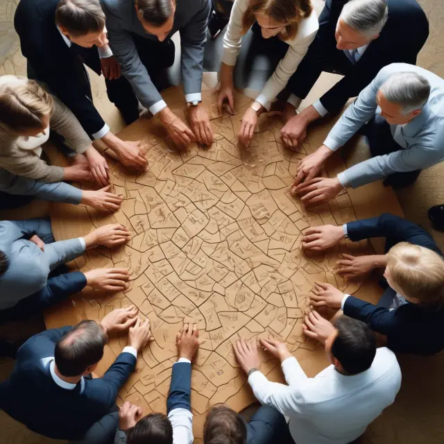An image of shareholders gathered around a wooden financial puzzle symbolizing the complexities and benefits of a leveraged recapitalization process
