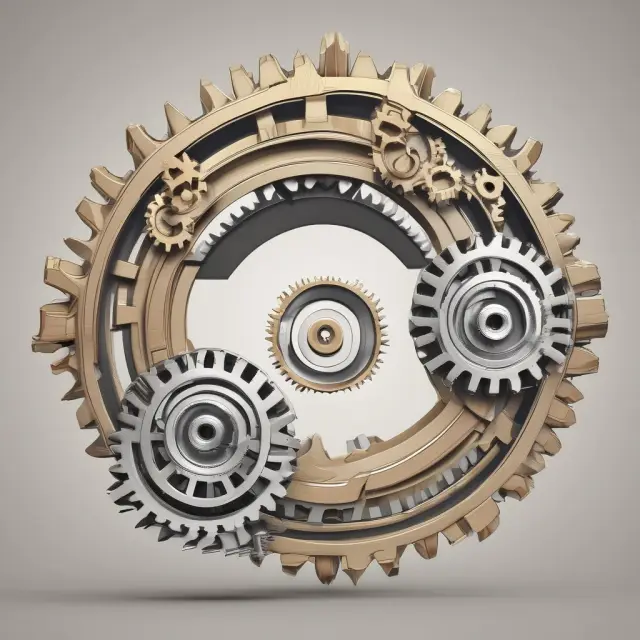 Gears representing leverage ratios rotate between interconnected debt and equity circles, emphasizing their significance in financial analysis