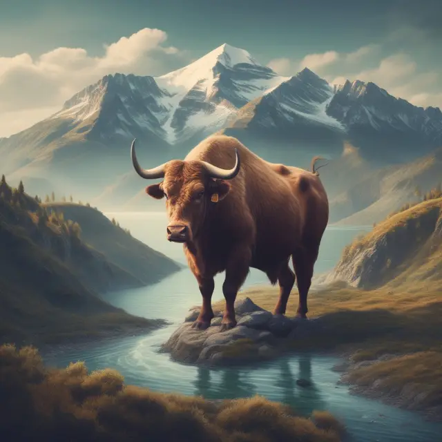 EBITDA bull representing profitability stands atop capital expenditures, with a change in net working capital river and debt payments encircling the base
