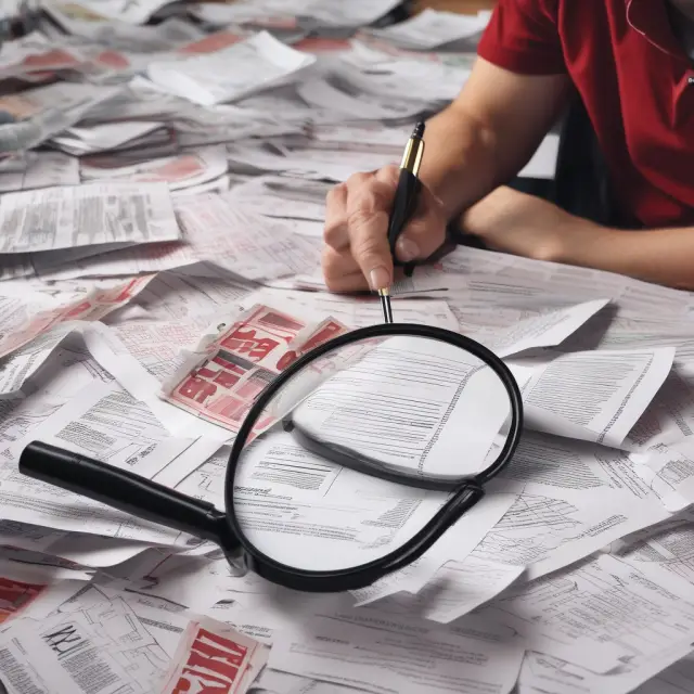 An IRS agent reviewing tax documents and levies to collect unpaid taxes.