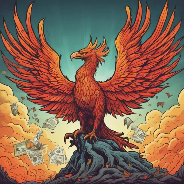 An image of a majestic Phoenix rising up from piles of IRS notices, illustrating the process of resolving tax debts and avoiding levies.