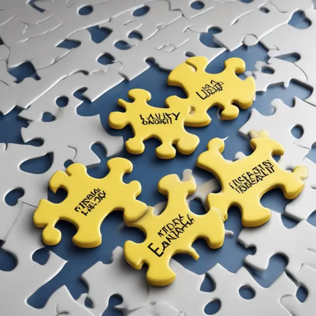A puzzle with three interconnected jigsaw pieces representing Liability Insurance (business), Workers
