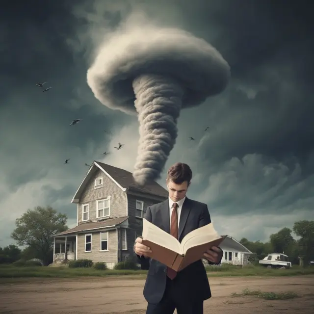 A borrower presenting falsified financials to a manipulative broker, leading to the creation of a destructive housing market tornado