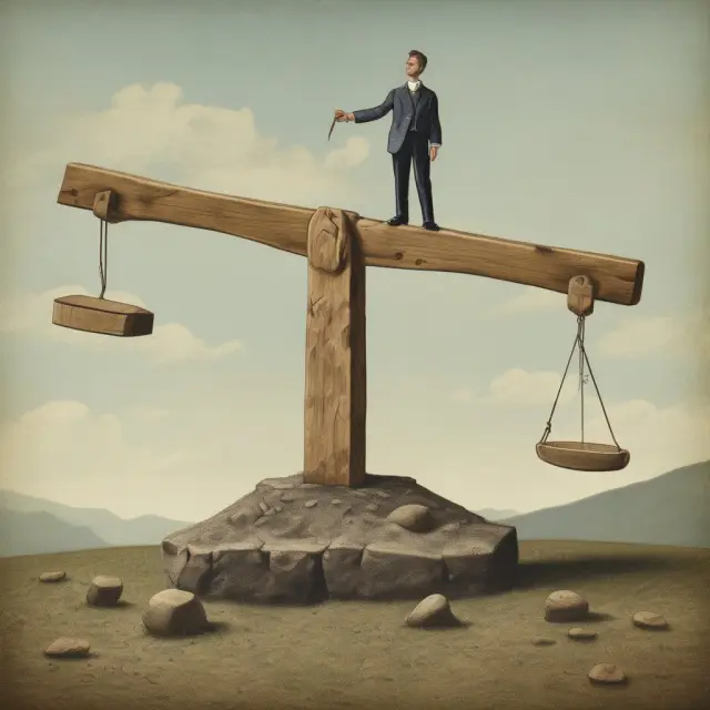 Ethical see-saw with liar loans on one side, representing deception, and financial documents on the other, symbolizing truth.