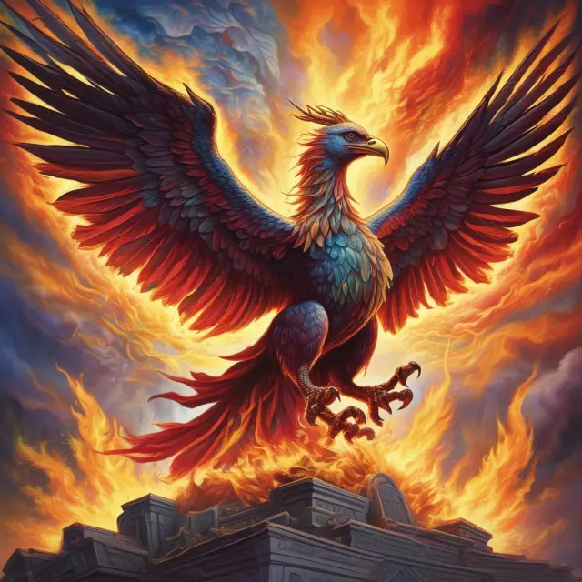 A Phoenix emerging from ashes symbolizes the successive issuances of Liberty Bonds and their eventual redemption