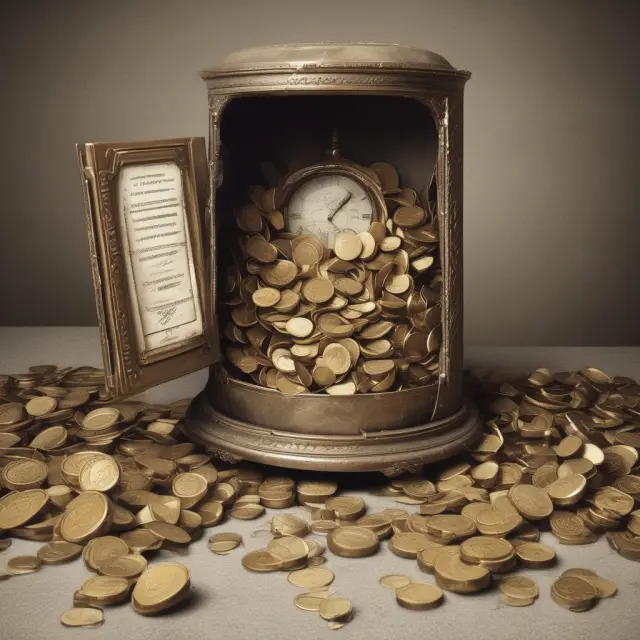 An image of a time capsule containing financial symbols representing history and gold coins. A clock hand manipulates the LIBOR rate displayed within.