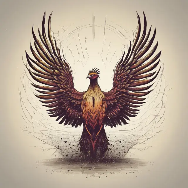 A mythical phoenix emerging from a pile of papers representing regulatory documents, signifying the transformation and growth of the financial industry through ethical principles and regulation.