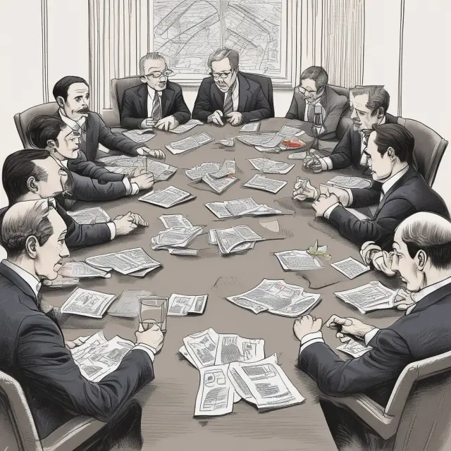 Banks collaborating over a table, influencing one another through LIBOR