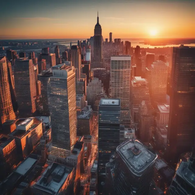 A sun setting over a bustling financial district represents the end of an era for London Interbank Offered Rate (LIBOR), as Secured Overnight Financing Rate (SOFR) rises to prominence