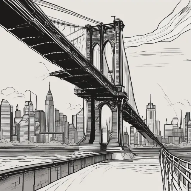 A person crossing a bridge labeled 