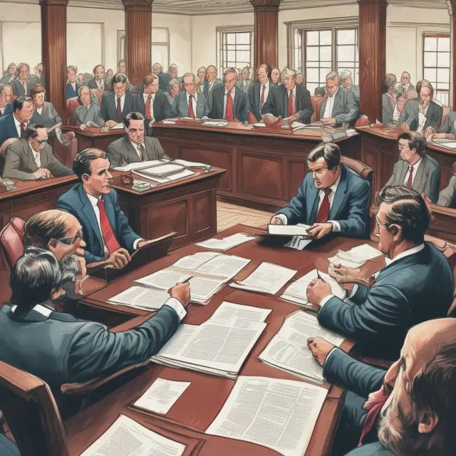 Bidders at an auction, purchasing tax-liens through a gavel bidding process.