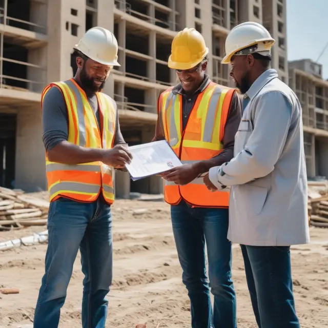 Contractor signing and handing over a lien waiver, representing the end of a construction project with trust between parties