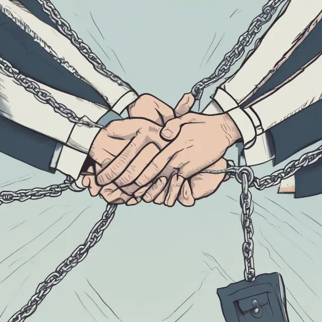 A hand releases a chain, symbolizing signed lien waivers and relinquished claims.