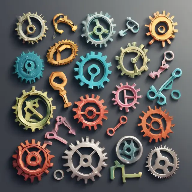 A collection of keys and locks symbolizing various types of liens interlocking to represent different aspects of the economy