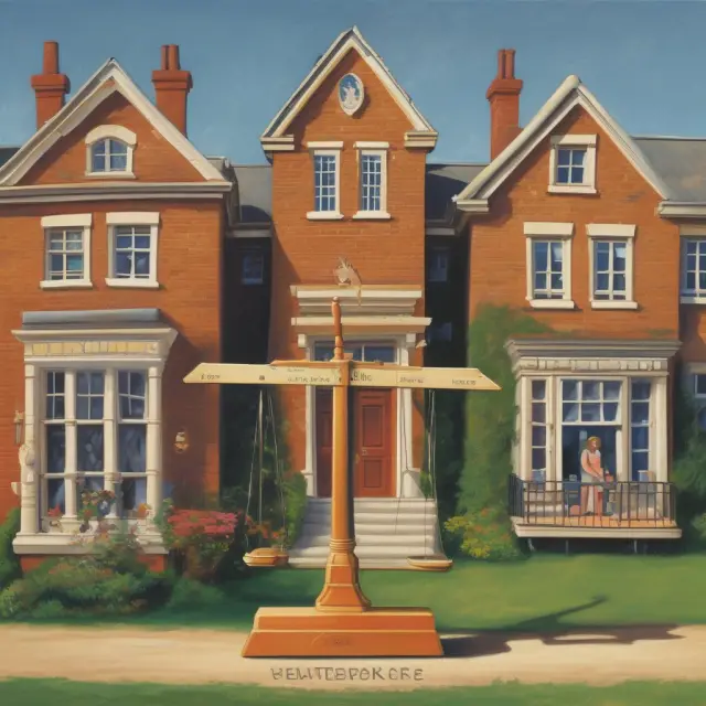 A life tenant holds a property on scales, symbolizing comparisons between traditional and enhanced life estates