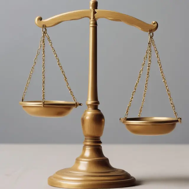 Scales balanced between two figures, symbolizing a life tenant (left) and remainderman, illustrating the delicate balance of tax implications and liabilities in a life estate arrangement