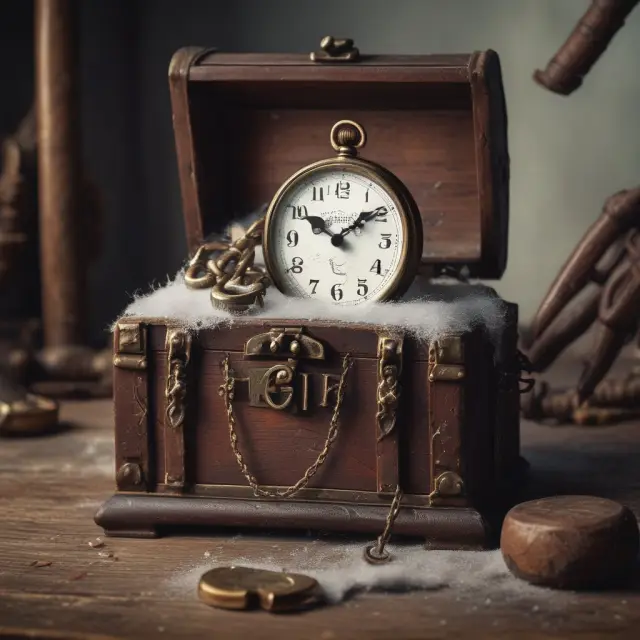 A clock illustrating mandatory minimum withdrawals from life income funds after age 71, with a locked treasure chest symbolizing the restricted access to funds before retirement