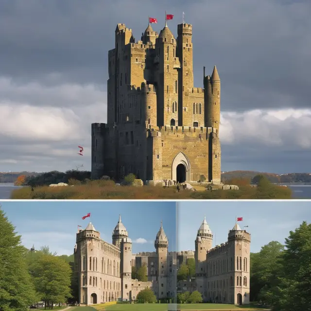 Four stalwart institutions - Sun Life, Canada Life, Manulife, and CIBC - fortify the landscape as a castle wall, embodying the solid foundations of Canada
