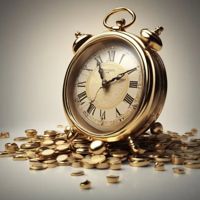 Golden clock generating Life Income Fund information, emphasizing time and retirement finances