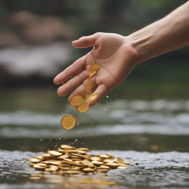 Golden coins flowing in a river symbolizing life annuities providing income throughout retirement.