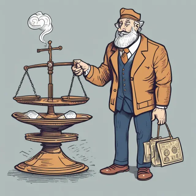 An image of a wise tax man weighing life annuities against federal and state tax regulations on his scale.