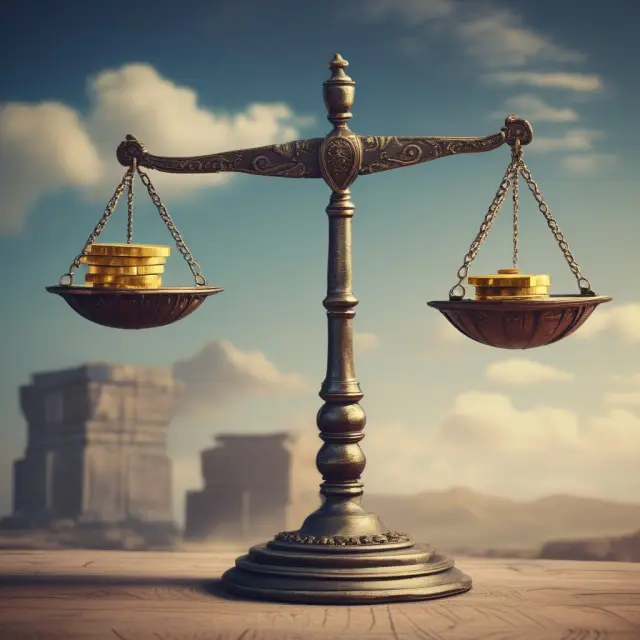Ancient financial oracle weighing various life annuity risks: investment risks, inflation risk, market volatility, and institutional investor considerations.