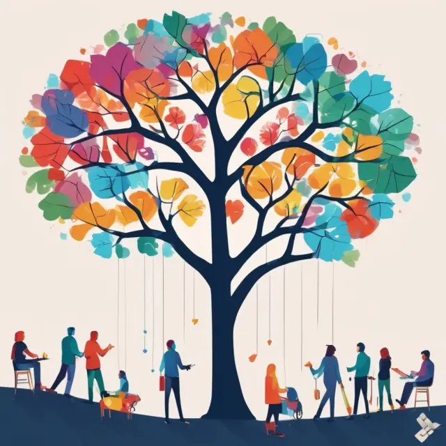 A scene of collaboration between financial advisors, insurance brokers, actuaries, underwriters and other experts managing a life annuity investment
