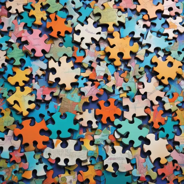 An intricate jigsaw puzzle depicts the stages of product development, including market analysis, design, conception, and testing. Investors are essential partners in this process.