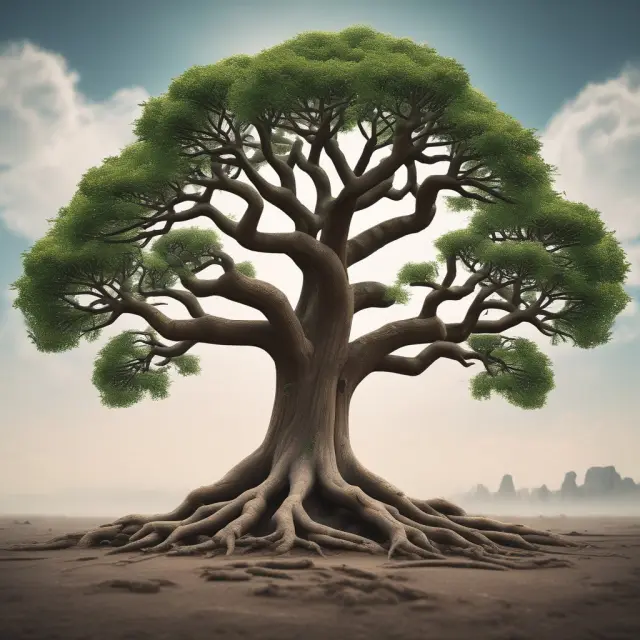 An ancient tree with new growth representing business maturity and continuous innovation