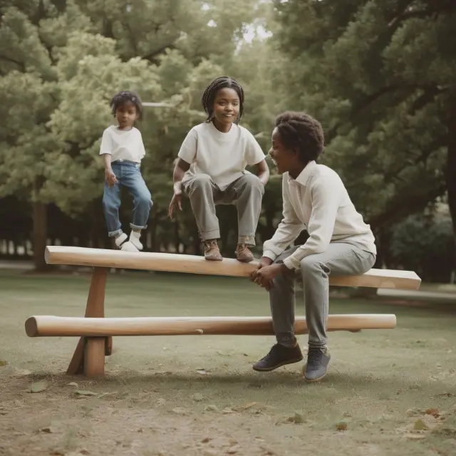 Visualization of a seesaw balancing various factors influencing life expectancy: birth year, gender, race, health, family medical history, and lifestyle choices