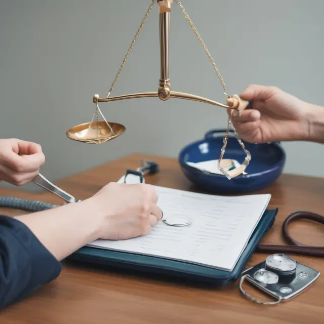 Person applying for life insurance, balancing medical records and doctor