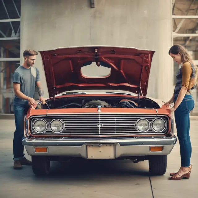 A consumer contemplates the choice between a new and old car on a scale, symbolizing the comparison of upfront investment and long-term savings.
