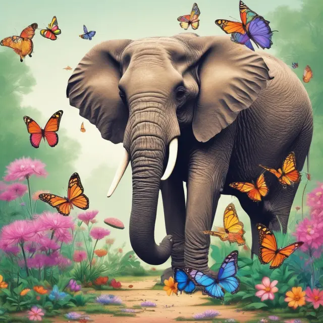 An insurance elephant protects an investment garden, while opportunity cost butterflies fly around