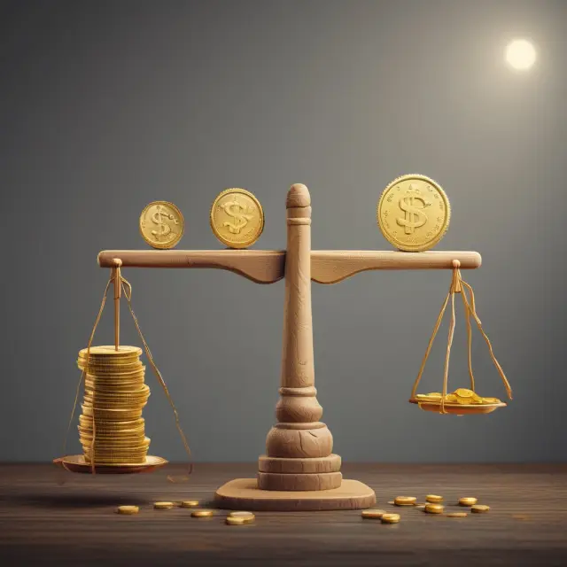 See-saw depicting golden coins representing inflation and LIFO reserve in balance