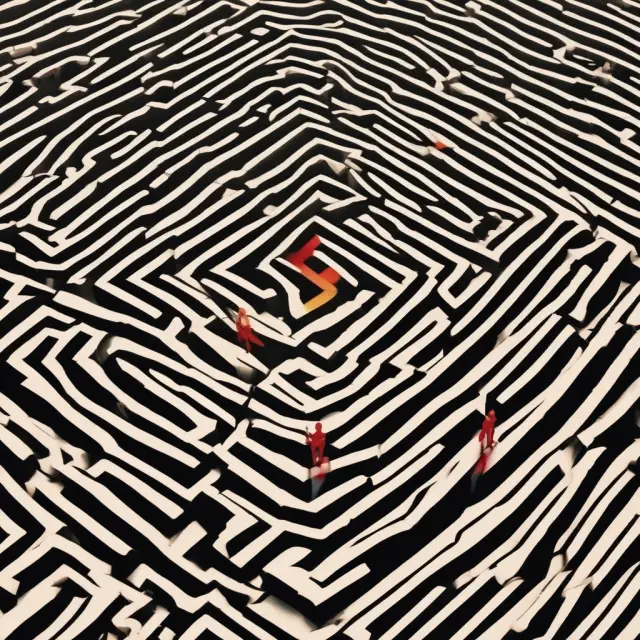 An image of companies maneuvering through a maze filled with costly inflation to implement the LIFO inventory liquidation method
