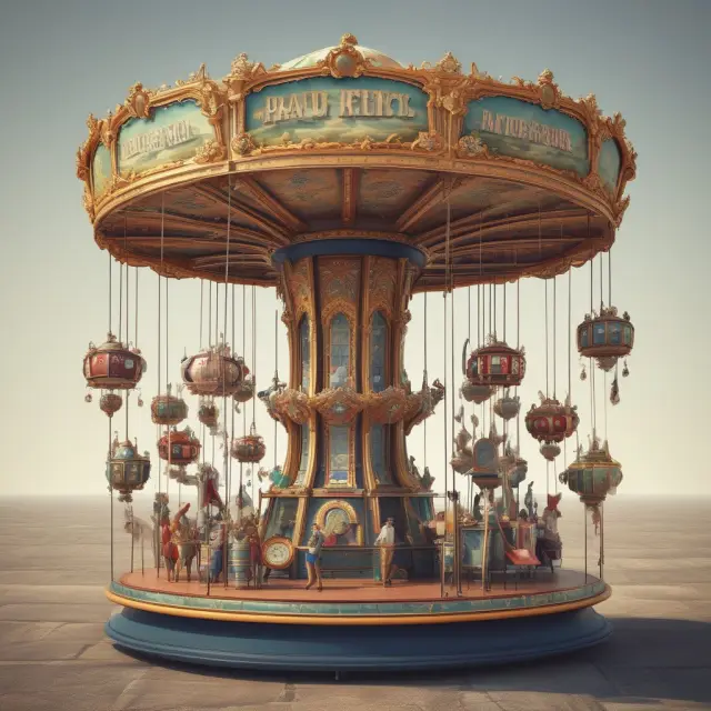 Revolving inventory carousel showcasing units from various years in a LIFO liquidation