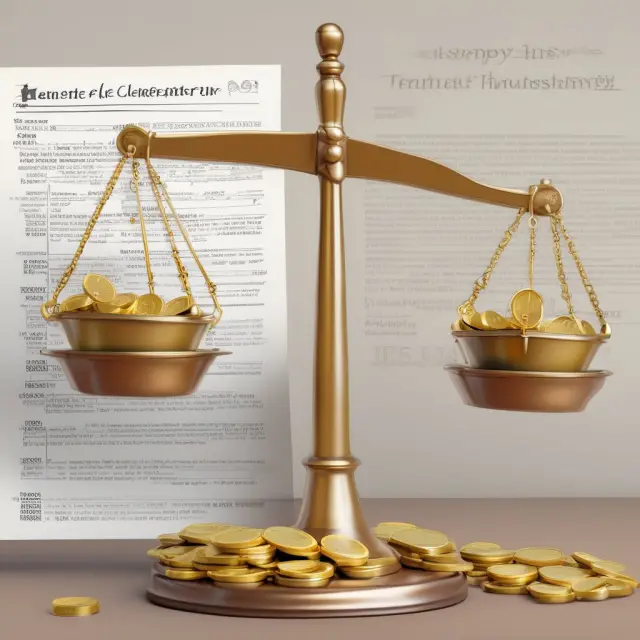 Golden LIFO coins on financial scales flow towards an IRS check, illustrating LIFO accounting and tax compliance