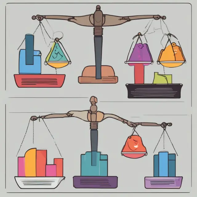 Retailers meticulously comparing sales data using scales to identify growth trends.