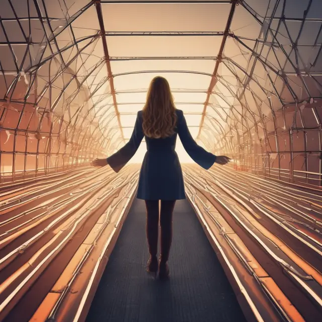 A stylized technology bridge connecting two graphs: customer insights and sales growth
