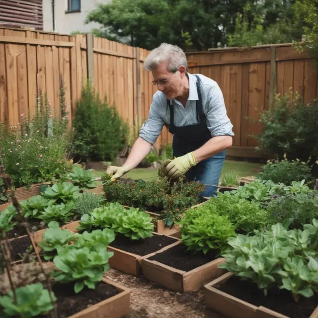 A unit owner caring for a communal garden, symbolizing the importance of individual ownership and collective responsibility towards limited common elements in a condominium community.