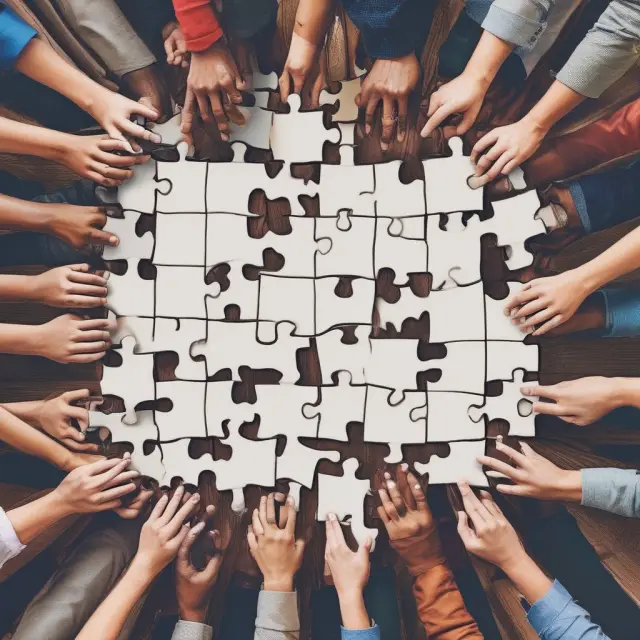 Limited partners collaboratively assemble a puzzle, symbolizing their role in partnership decisions with voting privileges