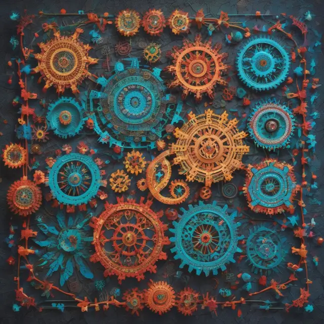A globe made of kaleidoscopic gears symbolizing diverse limited company regulations in the UK, US, and Germany.