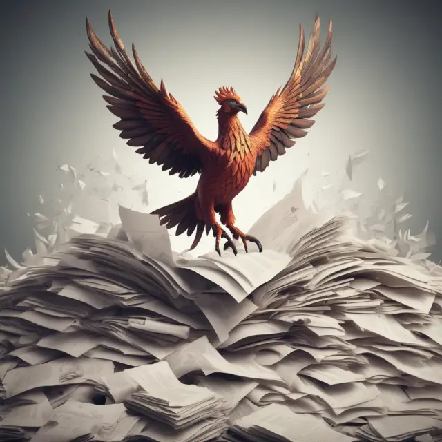 Phoenix bird emerging from a stack of papers representing UK Limited Company setup process