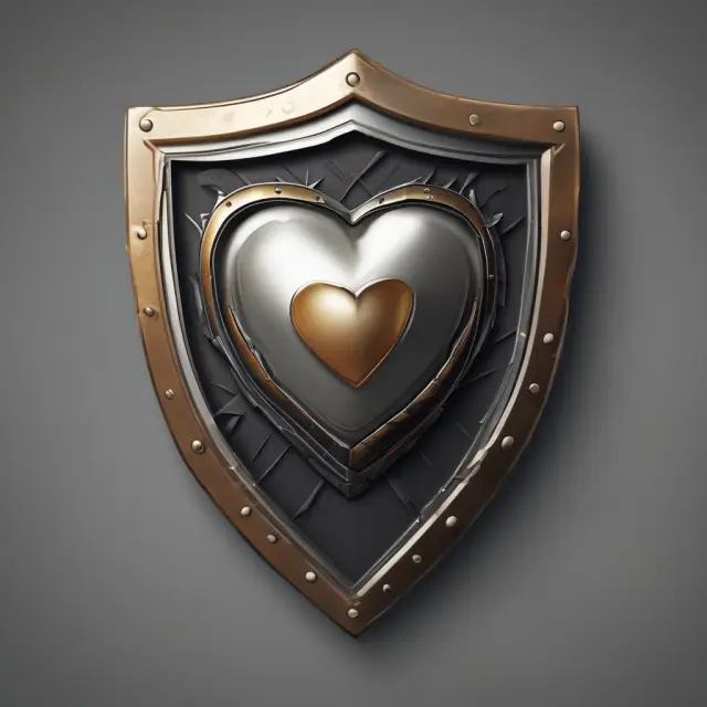 Person protected from business debts by a shield with a corporate logo, representing the concept of limited liability