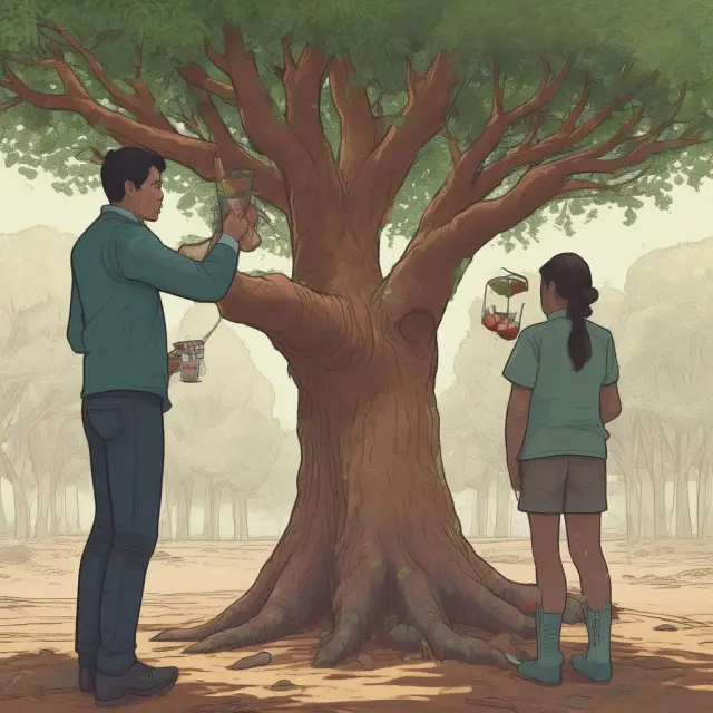 Limited partner (LP) nurturing a growing tree as the General Partner (GP) takes an active role in managing the business