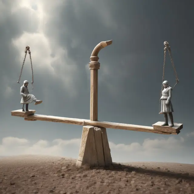 A seesaw representing the balance between the benefits and drawbacks of using limit orders in investment strategies